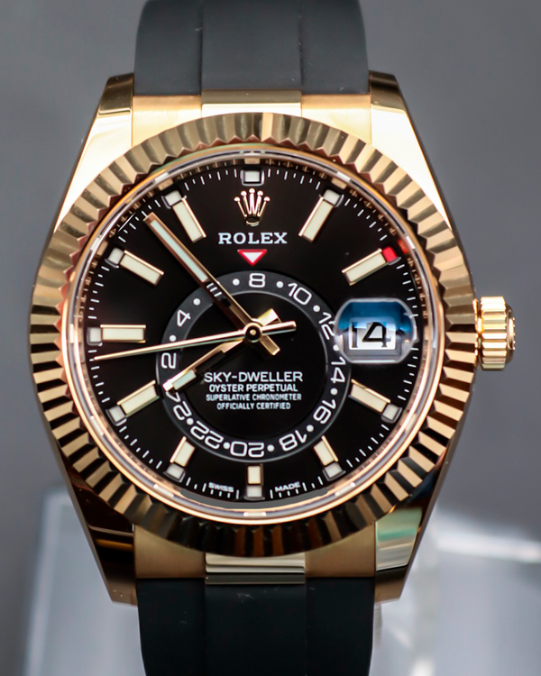 2026 Rolex Sky-Dweller 42MM Black Dial Rubber Strap (326238)