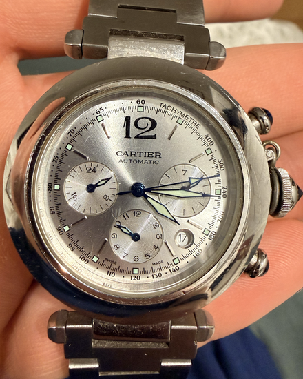 Cartier Pasha De Cartier 38MM Silver Dial Steel Bracelet (2379)