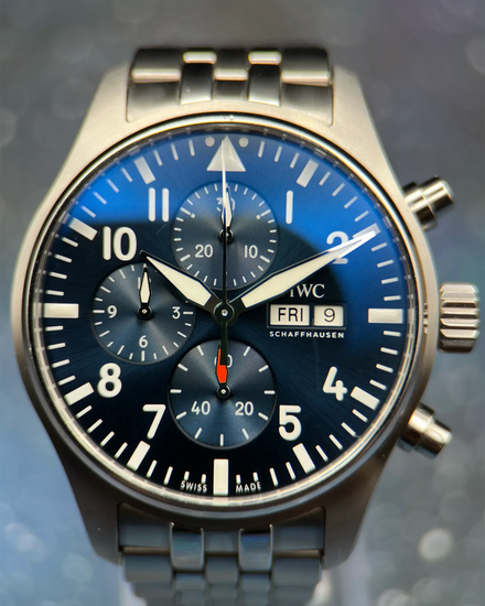 2023 IWC Schaffhausen Pilot Chronograph 43MM Blue Dial Steel Bracelet (IW378004)