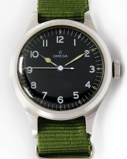Omega Vintage Military 36MM Black Dial Aftermarket Textile Strap (6B/159)