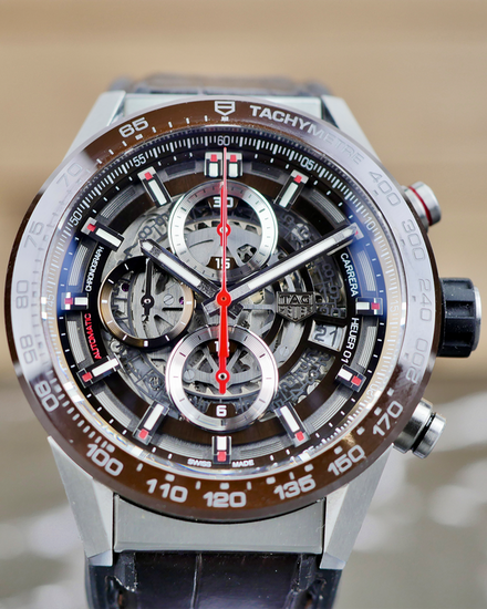 Tag Heuer Carrera Calibre Heuer 01 43MM Skeleton Dial Leather Strap (CAR201U.FC6405)