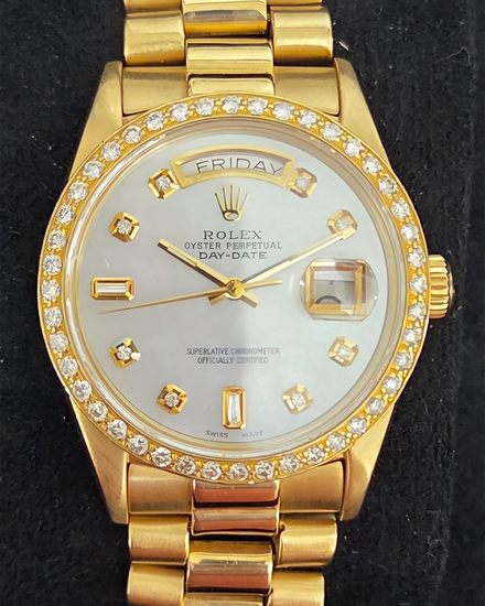 Rolex Day-Date 36MM White Dial Yellow Gold President Bracelet (18038)