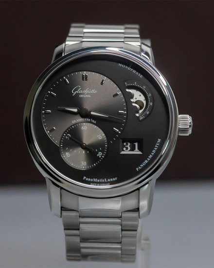 Glashütte Original PanoMaticLunar 40MM Grey Dial Steel Bracelet (1-90-02-43-32-24)