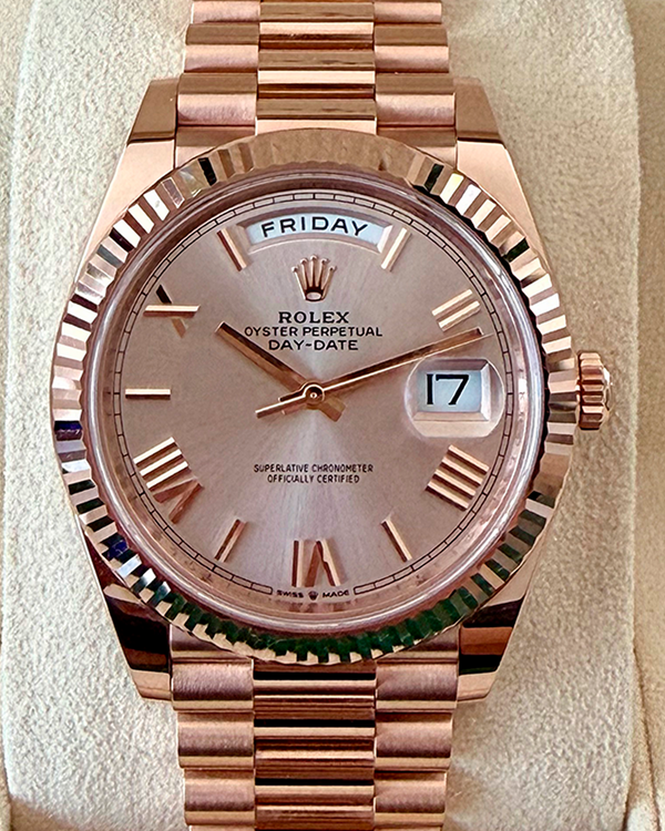 2024 Rolex Day-Date 40MM Champagne Dial Rose Gold President Bracelet (228235)