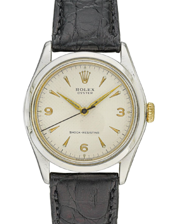 Rolex Oyster Perpetual "Bubbleback" 34MM "Waffle" Champagne Dial Aftermarket Leather Strap (6282)
