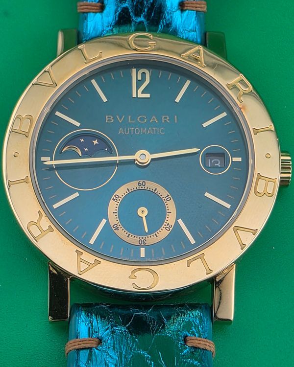 Bvlgari Bvlgari Moonphase L. E. 38MM Blue Dial Aftermarket Leather Strap (BB 38 GL MP)