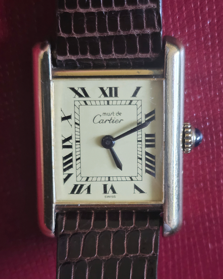 1980 Cartier Must de Cartier 23MM Ivory Dial Aftermarket Leather Strap (100 Ury RN)