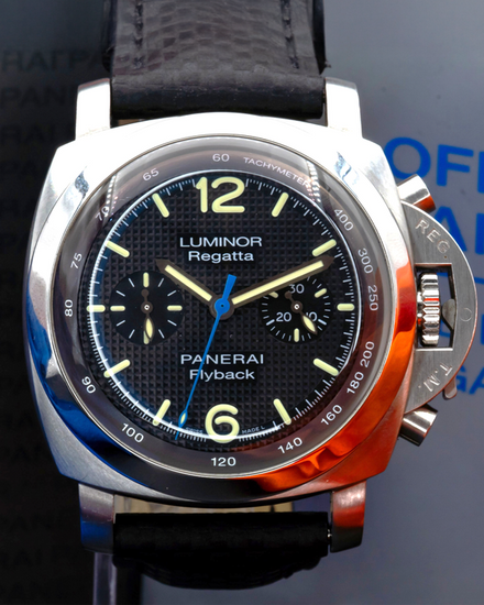 Panerai Luminor 1950 Flyback Regatta 44MM Black Dial Leather Strap (PAM00253)