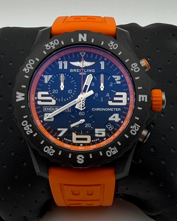 (Working) Breitling Endurance Pro 44MM Quartz Black Dial Rubber Strap (X82310)