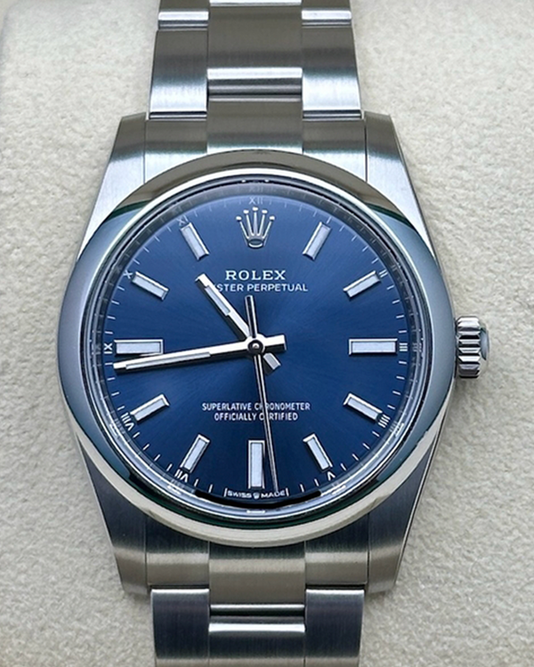 2025 Rolex Oyster Perpetual 34MM Blue Dial Oyster Bracelet (124200)