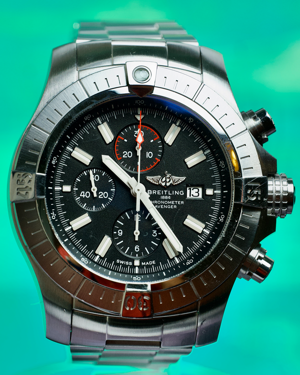 2022 Breitling Super Avenger Chronograph 48MM Black Dial Steel Bracelet (A13375)