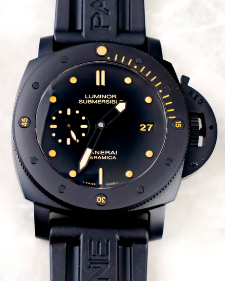 2015 Panerai Submersible Ceramica 47MM Black Dial Rubber Strap (PAM00508)