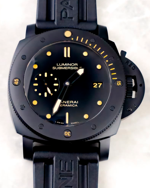 2015 Panerai Submersible Ceramica 47MM Black Dial Rubber Strap (PAM00508)