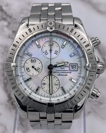 2008 Breitling Chronomat Evolution 43.7MM Mother of Pearl Dial Steel Bracelet (A1335611/A569)