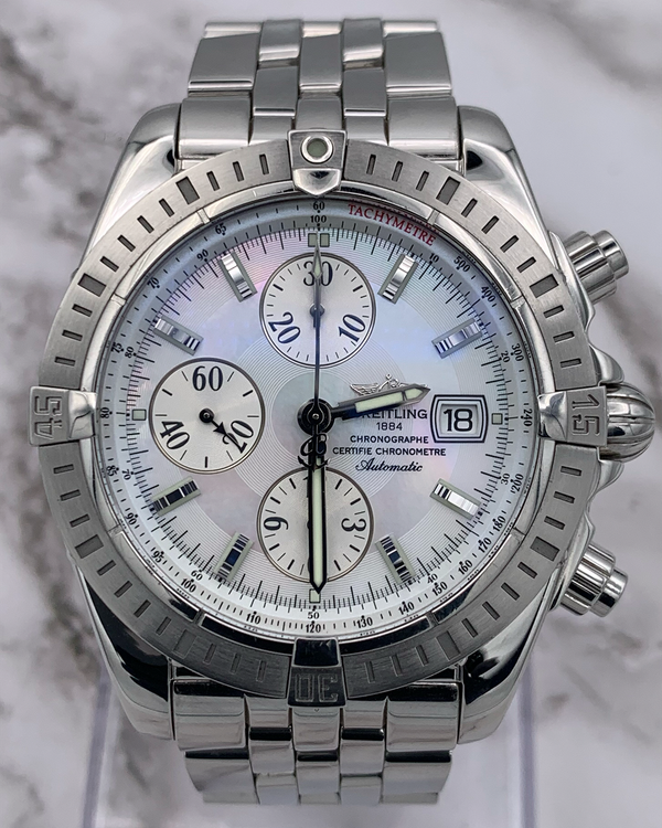 2008 Breitling Chronomat Evolution 43.7MM Mother of Pearl Dial Steel Bracelet (A1335611/A569)