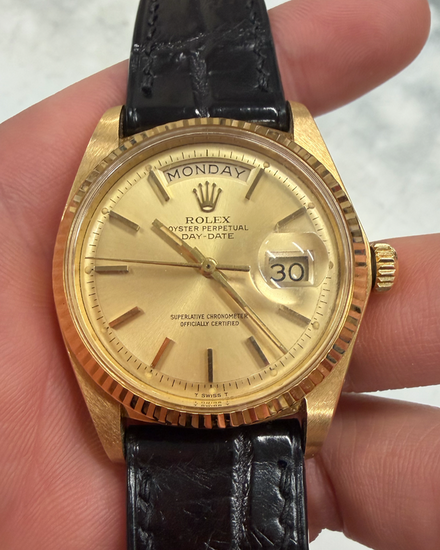 No Reserve - Rolex Day-Date 36MM Champagne Dial Aftermarket Leather Strap (1803)