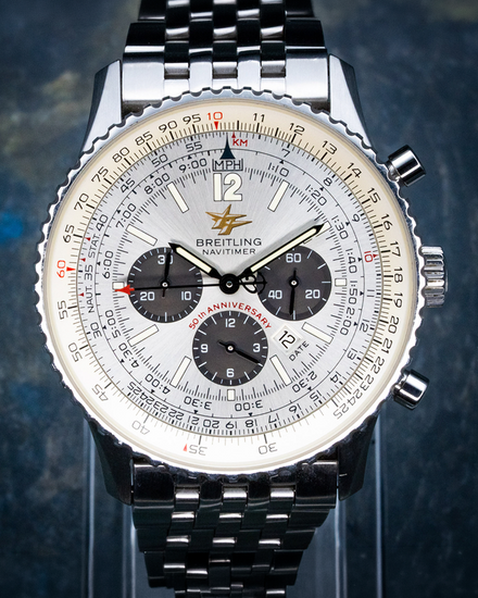 2002 Breitling Navitimer 50th Anniversary 42MM Silver Dial Steel Bracelet (A41322)