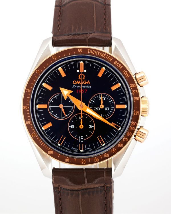 No Reserve - 2019 Omega Speedmaster Broad Arrow 42MM Brown Dial Leather Strap (321.93.42.50.13.001)