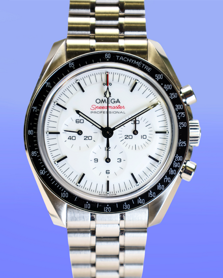 No Reserve - 2024 Omega Speedmaster Professional Moonwatch 42MM White Dial Steel Bracelet (310.32.42.50.04.001)