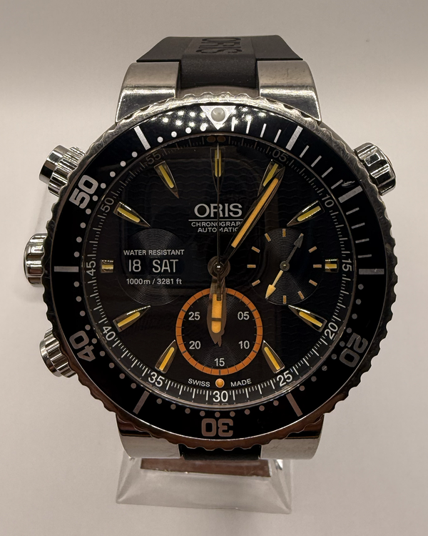 2010 Oris Divers Carlos Coste Chronograph L.E. 47MM Black Dial Rubber Strap (678 7598 7184 MB)