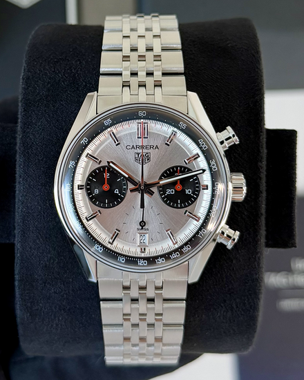 2026 Tag Heuer Carrera Chronograph "Glassbox" 39MM Silver Dial Steel Bracelet (CBS2216.BA0048)