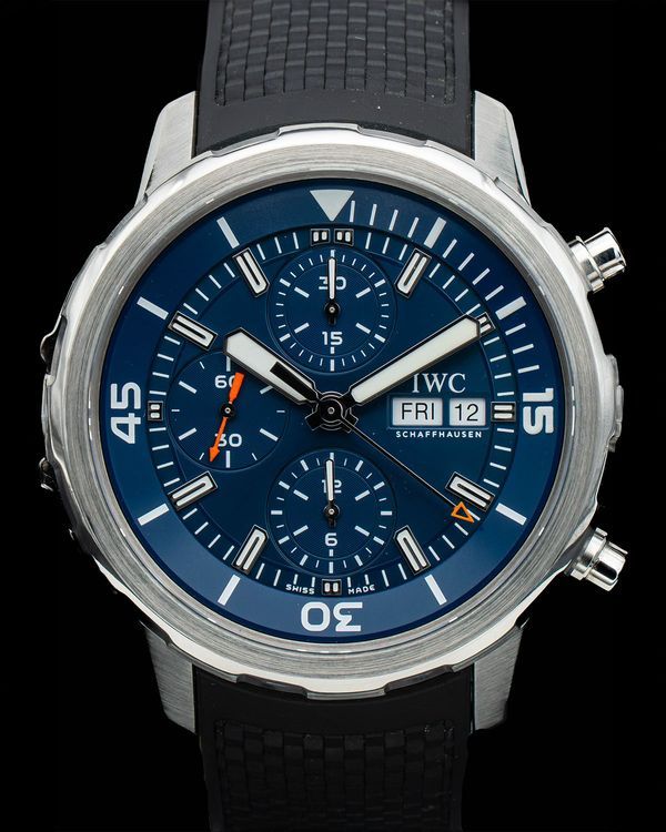 2021 IWC Schaffhausen Aquatimer Chronograph "Expedition Jacques-Yves Cousteau" S.E. 44MM Blue Dial Rubber Strap (IW376805)