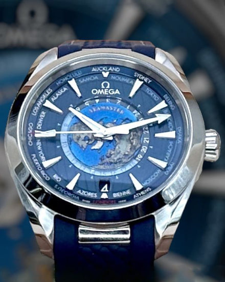 2024 Omega Seamaster Aqua Terra Worldtimer 43MM Blue Dial Rubber Strap (220.12.43.22.03.001)