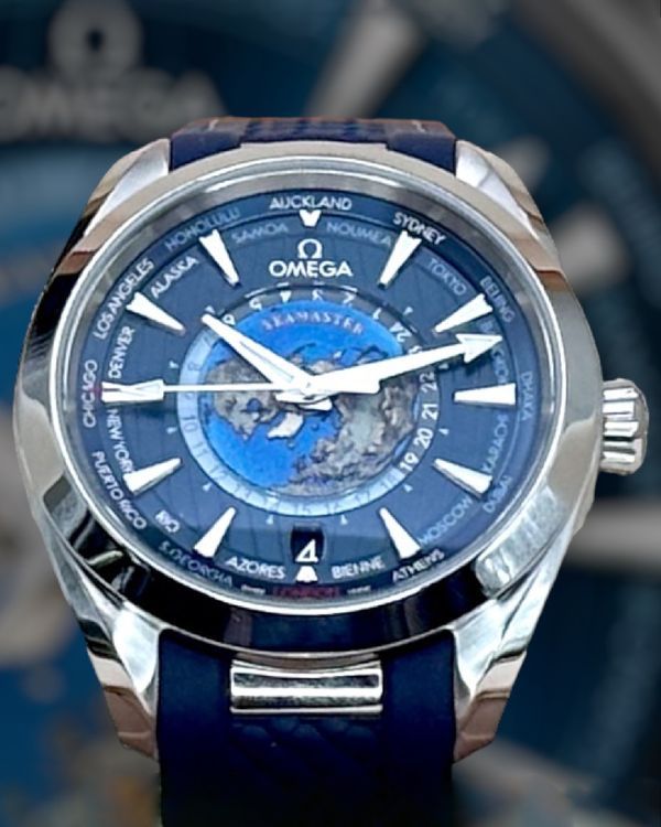 2024 Omega Seamaster Aqua Terra Worldtimer 43MM Blue Dial Rubber Strap (220.12.43.22.03.001)