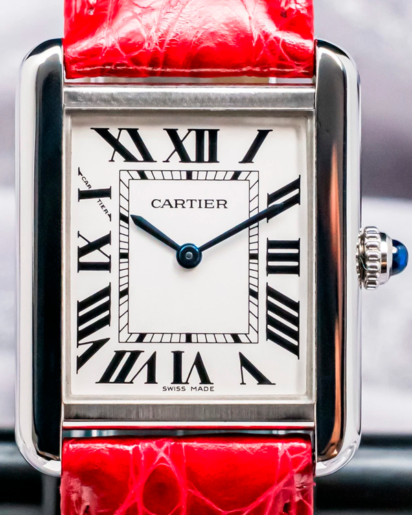 Cartier Tank Solo 24MM Quartz Silver Dial Leather Strap (W5200005)