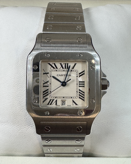 2010 Cartier Santos Galbée 29MM Quartz Silver Dial Steel Bracelet (1564)