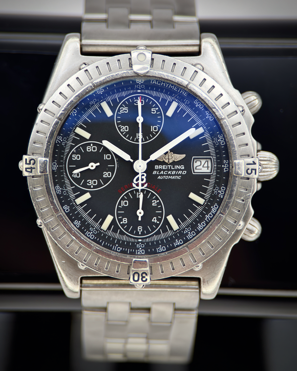 2000 Breitling Chronomat Blackbird 40MM Black Dial Aftermarket Steel Bracelet (A13350)