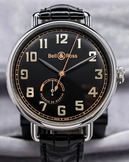 Bell & Ross WWI Military 45MM Black Dial Leather Strap (BRWW197-HER-ST/SCR)