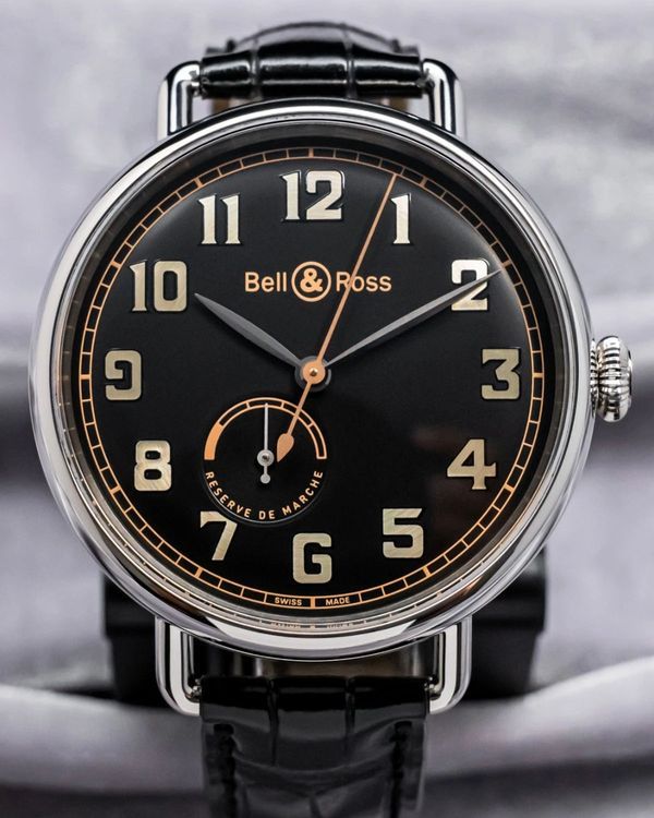 Bell & Ross WWI Military 45MM Black Dial Leather Strap (BRWW197-HER-ST/SCR)