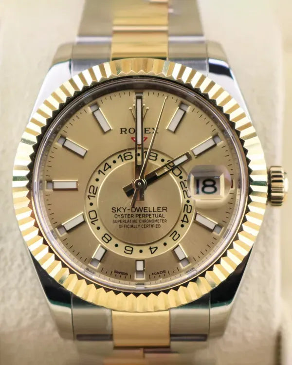 2020 Rolex Sky-Dweller 42MM Champagne Dial Two-Tone Oyster Bracelet (326933)