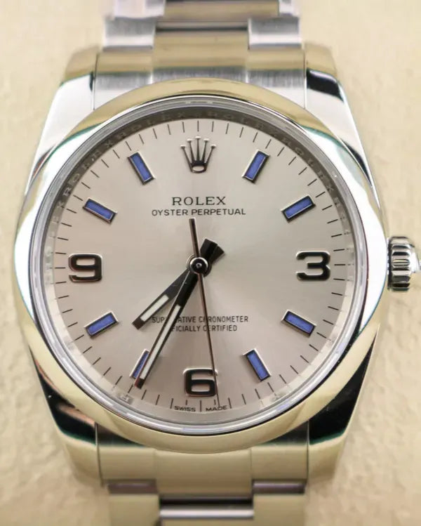 2015 Rolex Air-King 34MM Silver "Blue" Dial Oyster Bracelet (114200)