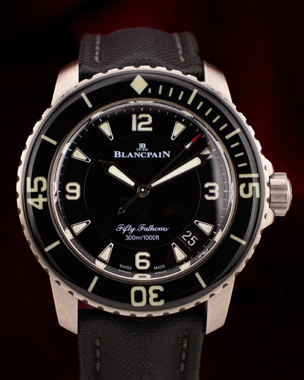 2020 Blancpain Fifty Fathoms Titanium 45MM Black Dial Textile Strap (5015-12B30-B52A)