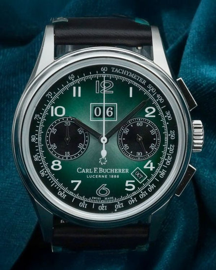 No Reserve - 2024 Carl F. Bucherer Heritage BiCompax Annual Hometown "Copenhagen" L.E. 41MM Green Dial Leather Strap (00.10803.08.92.72)