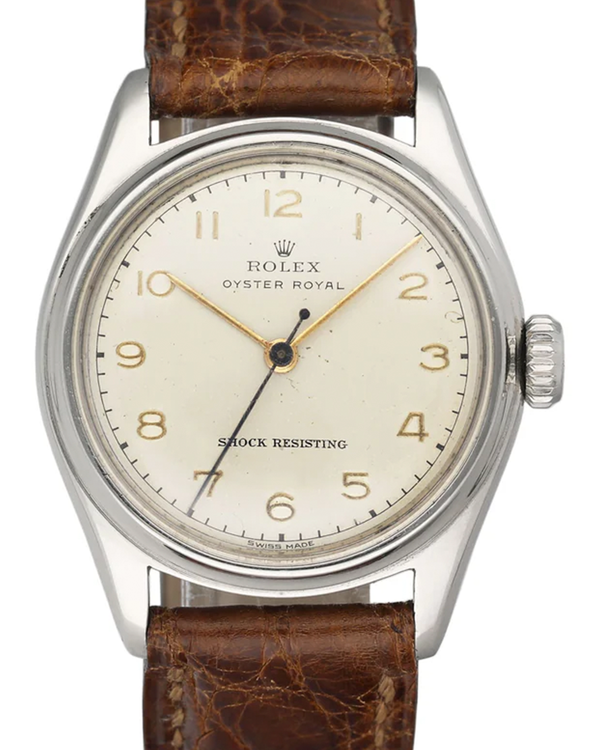 Rolex Oyster Royal Shock Resistant 32MM White Dial Leather Strap (4444)
