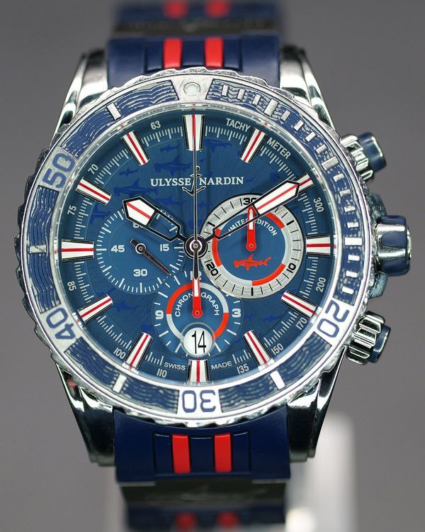 Ulysse Nardin Marine Diver Hammerhead Shark L.E. 44MM Blue Dial Rubber Strap (1503-151LE-3/93-HAMMER)
