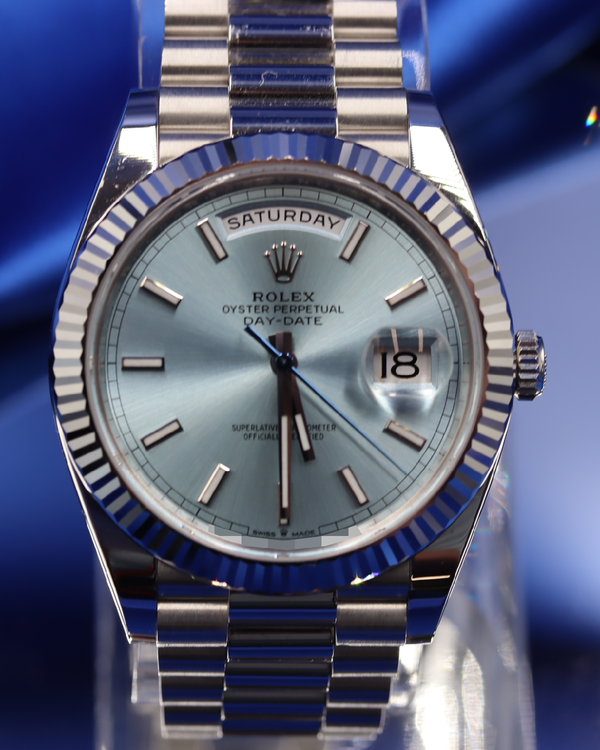 2023 Rolex Day-Date 40MM Ice Blue Dial Platinum President Bracelet (228236)