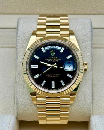 2023 Rolex Day-Date 40MM Black Dial Yellow Gold President Bracelet (228238)