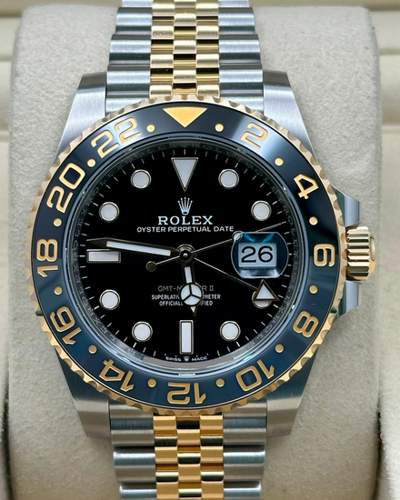 2026 Rolex GMT-Master II "Bumblebee" 40MM Black Dial Two-Tone Jubilee Bracelet (126713GRNR)