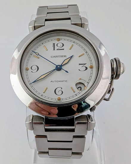 Cartier Pasha De Cartier C 35MM White Dial Steel Bracelet (W31015M7)