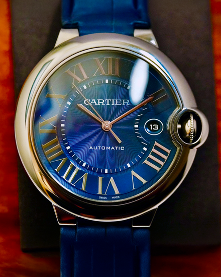 2019 Cartier Ballon Bleu 42MM Blue Dial Leather Strap (WSBB0027)