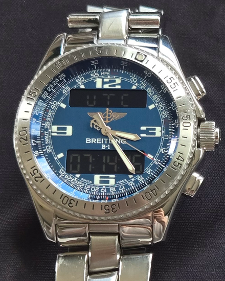 No Reserve - Breitling B-1 42MM Quartz Blue Dial Steel Bracelet (A68362)