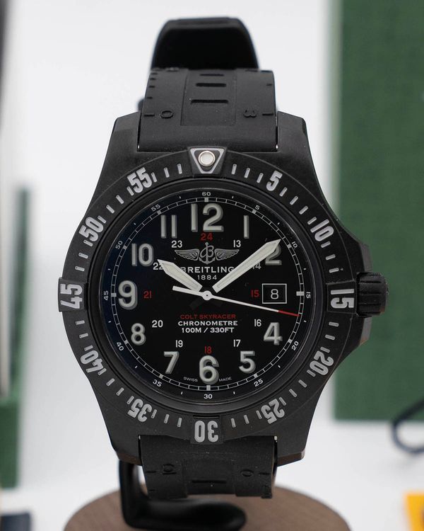 Breitling Colt Skyracer 45MM Quartz Black Dial Rubber Strap (X74320E4/BF87)