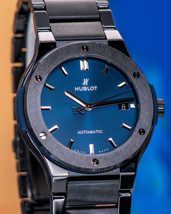 2025 Hublot Classic Fusion 45MM Blue Dial Ceramic Bracelet (510.CM.7170.CM)