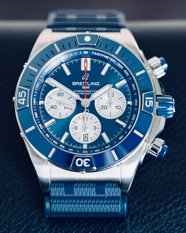 2021 Breitling Super Chronomat B01 44MM Blue Dial Rubber Strap (AB0136)