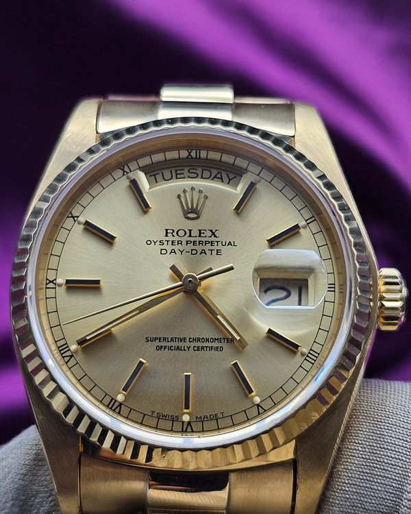 1980 Rolex Day-Date 36MM Champagne Dial Aftermarket Yellow Gold President Bracelet (18038)