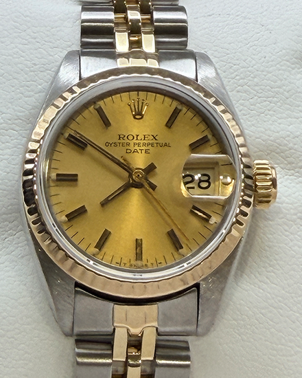 No Reserve - Rolex Oyster Perpetual Lady Date 26MM Champagne Dial Two-Tone Jubilee Bracelet (6917)